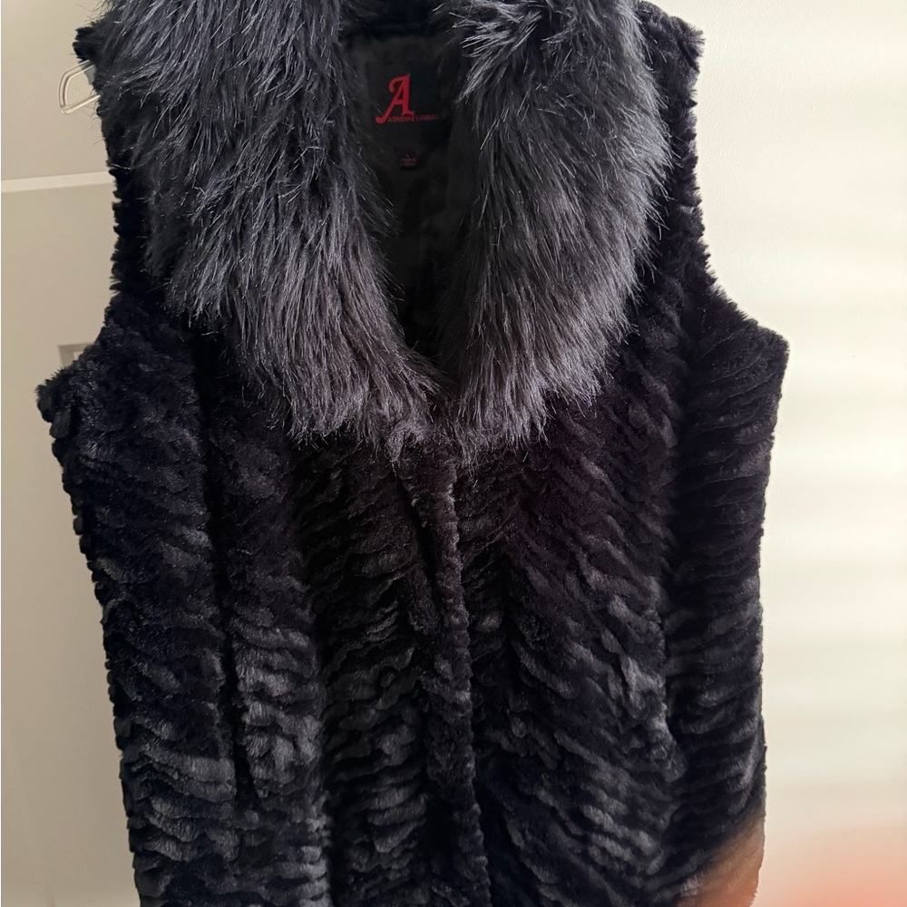 Adrienne Landau Black Faux Fur Vest